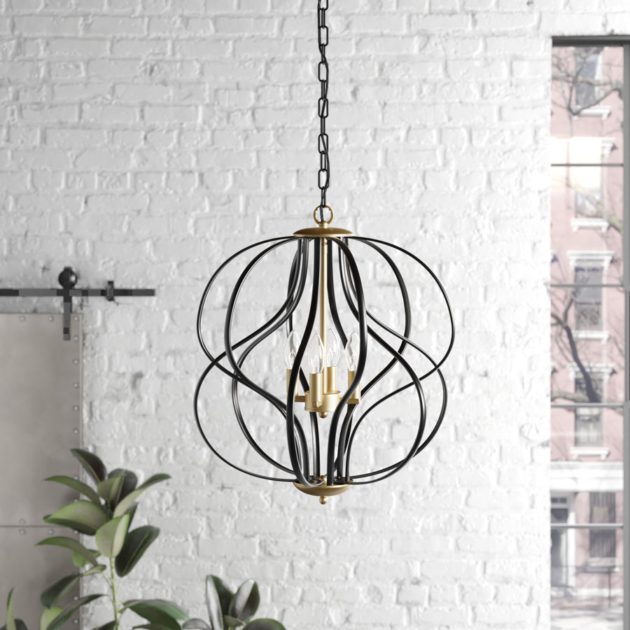 Avers 4 - Light Unique Geometric Chandelier Wrought Iron Accents